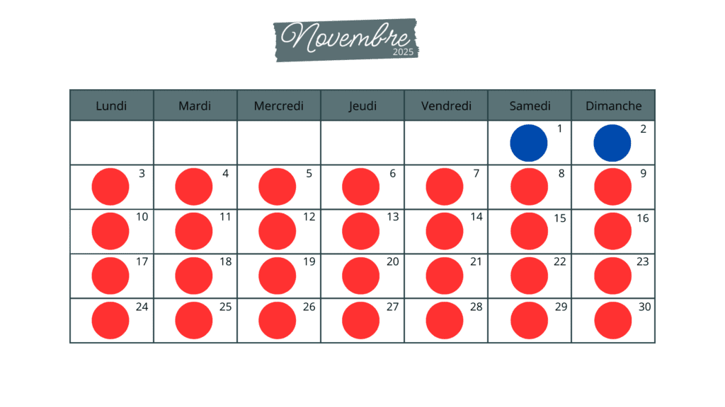 horaire Fontdouce novembre