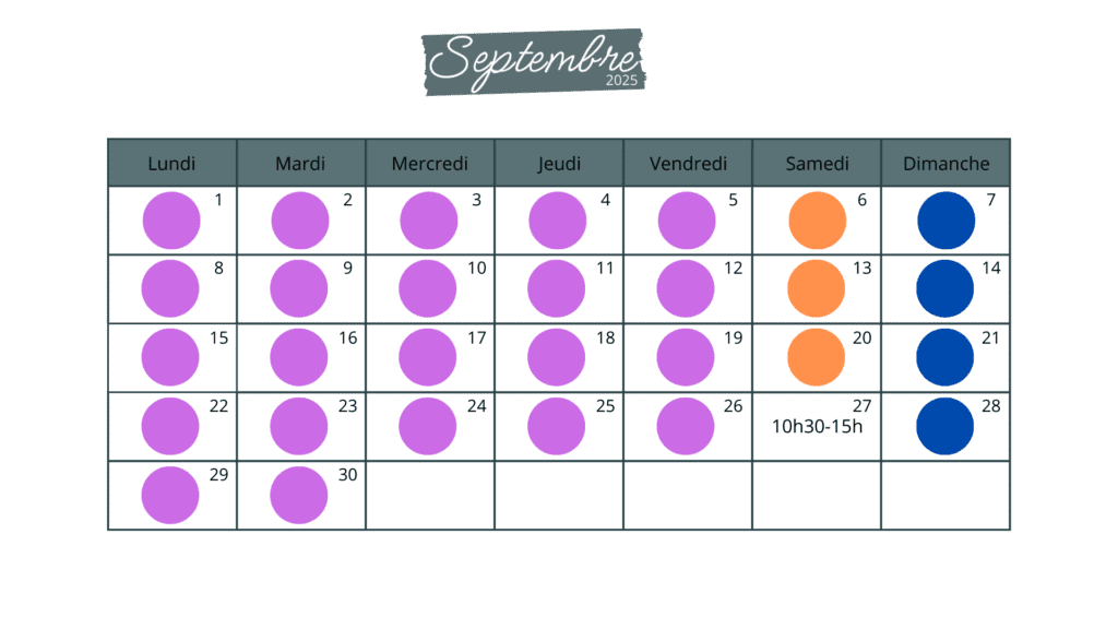 horaire Fontdouce septembre